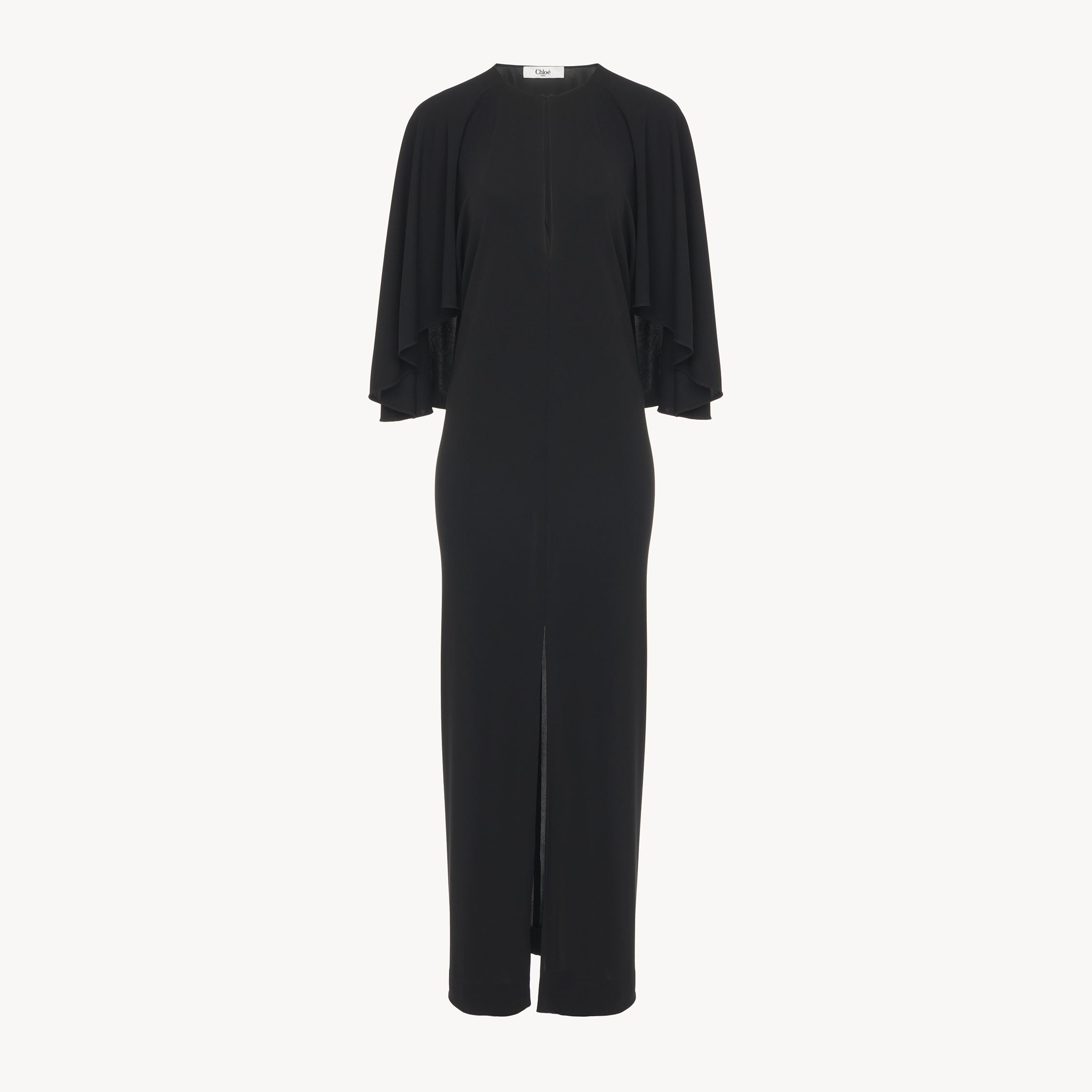 Shop Chloé Robe Cape Longue En Jersey Crêpe Femme Noir Taille 36 100% Viscose In Black