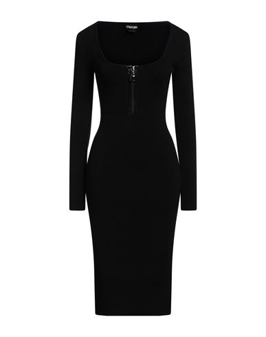 Shop Tom Ford Woman Midi Dress Black Size M Virgin Wool, Polyamide