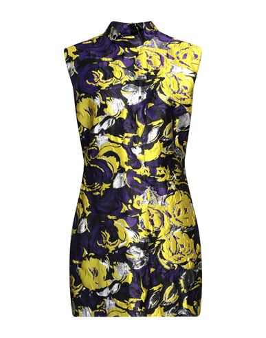 Shop Msgm Woman Mini Dress Yellow Size 6 Polyester, Polyamide, Metallic Fiber