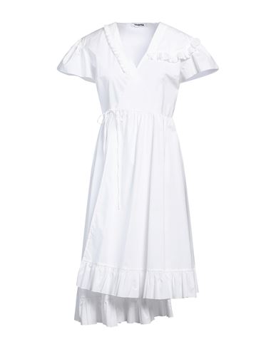 Shop Vivetta Woman Midi Dress White Size 6 Cotton, Elastane