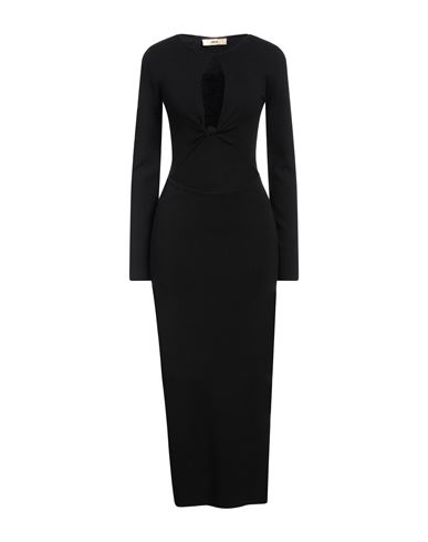 Shop Akep Woman Midi Dress Black Size 6 Viscose, Polyester, Polyamide