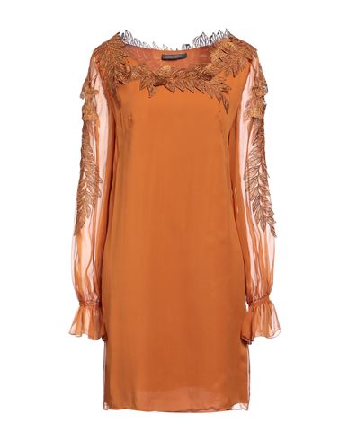 Shop Alberta Ferretti Woman Mini Dress Tan Size 8 Silk, Polyester In Brown