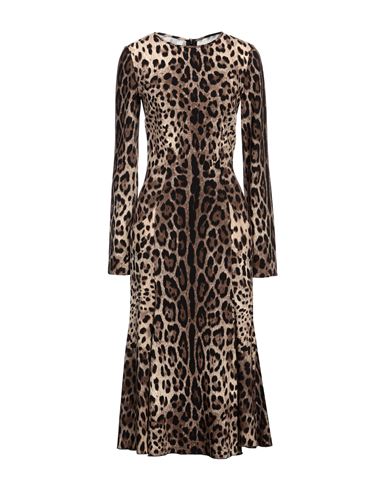 Shop Dolce & Gabbana Woman Midi Dress Brown Size 6 Viscose, Elastane