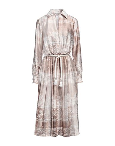 Shop Ermanno Firenze Woman Midi Dress Beige Size 8 Polyester, Viscose, Polyamide, Cotton