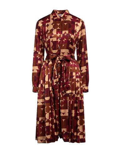 Shop Caliban Woman Midi Dress Burgundy Size 16 Polyamide, Silk, Elastane, Viscose In Red
