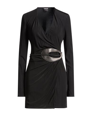 Tom Ford Woman Mini Dress Black Size 0 Viscose, Polyamide, Elastane, Lambskin In Black