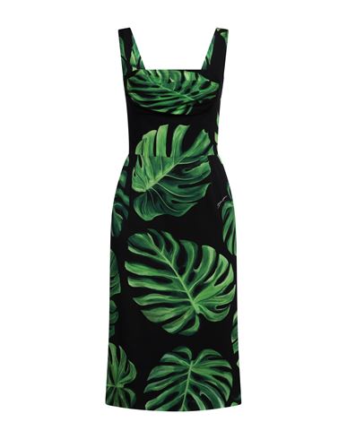 Dolce & Gabbana Woman Midi Dress Black Size 8 Silk, Elastane In Green