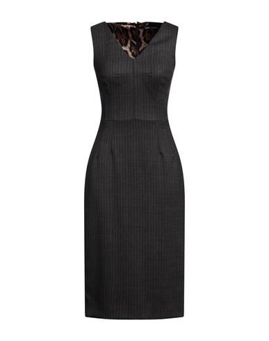 Dolce & Gabbana Woman Midi Dress Lead Size 10 Virgin Wool, Elastane In Black