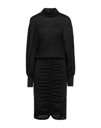Shop Patrizia Pepe Woman Midi Dress Black Size 3 Wool, Acrylic