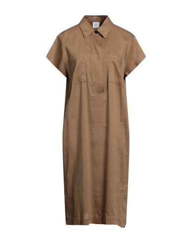 Shop Bogner Woman Midi Dress Camel Size 8 Linen, Viscose, Elastane In Beige