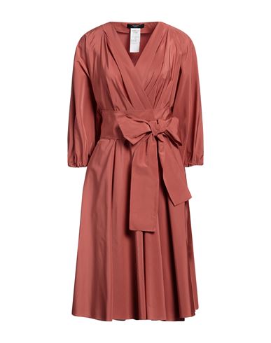 Shop Weekend Max Mara Woman Midi Dress Rust Size 12 Polyester, Cotton In Red