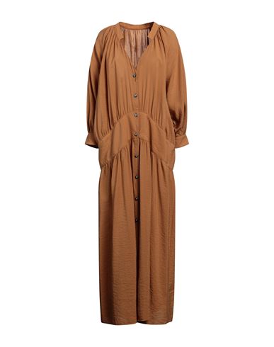 Fortela Woman Maxi Dress Camel Size 6 Lyocell, Polyamide In Brown