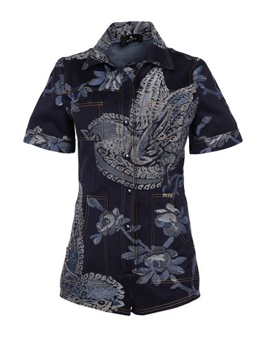 Etro Woman Playsuit Blue Size 6 Cotton, Polyester In Multi
