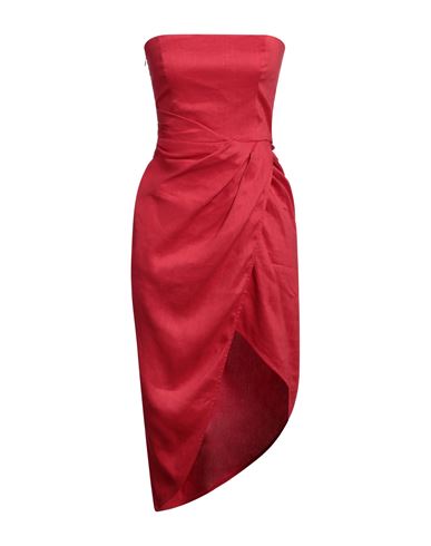 Gauge81 Woman Midi Dress Coral Size 8 Linen, Viscose, Elastane In Red