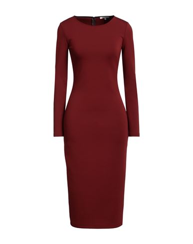 Patrizia Pepe Woman Midi Dress Burgundy Size 4 Polyester, Viscose, Elastane