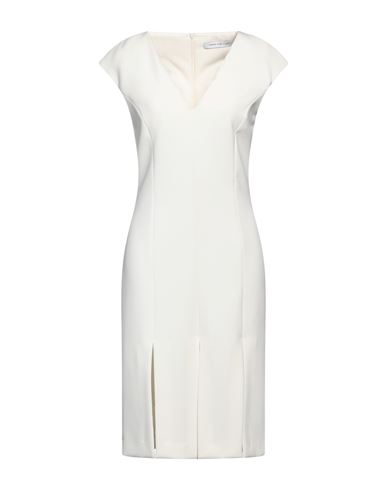 Shop Simona Corsellini Woman Midi Dress Ivory Size 6 Polyester, Viscose, Cotton, Elastane In White