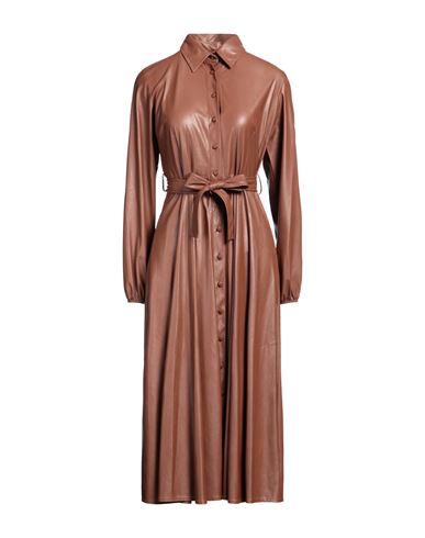 Shop Gai Mattiolo Woman Midi Dress Brown Size 10 Polyurethane, Polyester