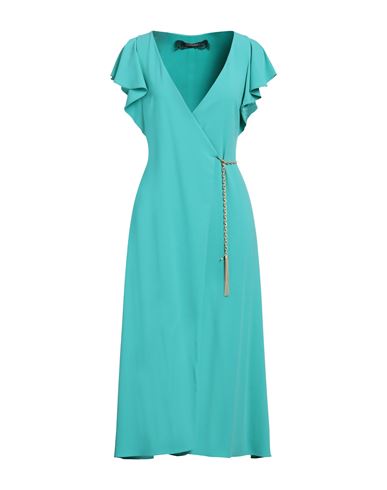 Shop Patrizia Pepe Woman Midi Dress Turquoise Size 4 Polyester, Elastane In Blue