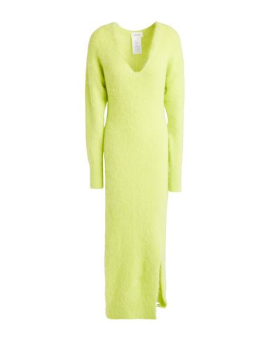 Vicolo Woman Midi Dress Lime Green Size Onesize Alpaca Wool, Polyamide, Virgin Wool, Elastane In Green