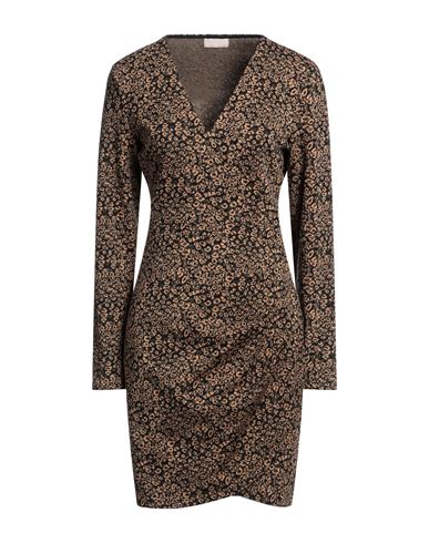 Shop Liu •jo Woman Mini Dress Camel Size 8 Polyester, Cotton, Metallic Polyester, Polyamide, Elastane In Beige
