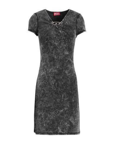 Shop Diesel D-crespe Woman Mini Dress Steel Grey Size Xl Cotton, Elastane