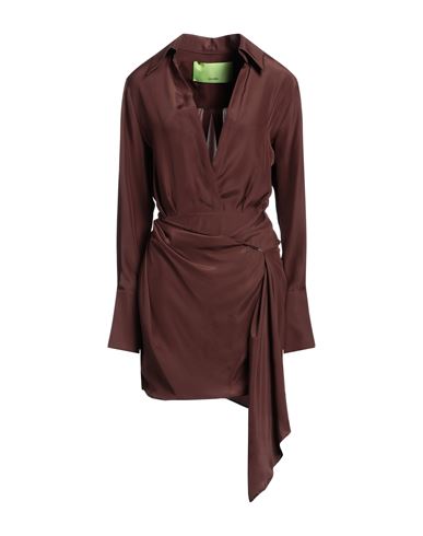 Shop Gauge81 Woman Mini Dress Cocoa Size 8 Silk In Brown