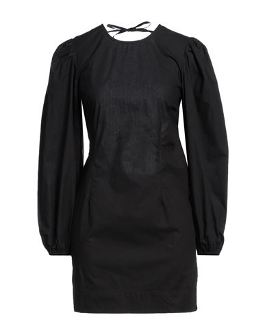 Shop Ganni Woman Mini Dress Black Size 6 Organic Cotton