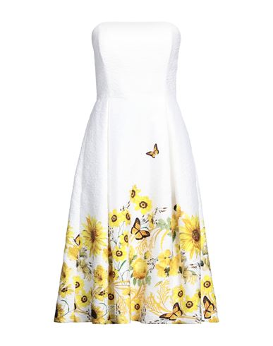 Shop Mary Katrantzou Woman Midi Dress White Size 10 Polyester, Elastane, Crystalline Glass Xtreme