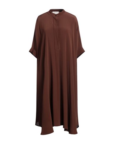 Meimeij Woman Midi Dress Brown Size 6 Acetate, Silk