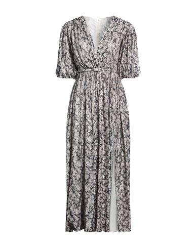 Costarellos Woman Maxi Dress Beige Size 8 Silk, Metallic Polyester In Gray