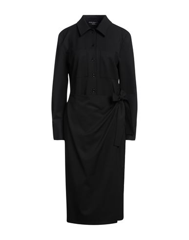 Piazza Sempione Woman Midi Dress Black Size 12 Virgin Wool, Polyamide, Elastane