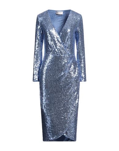 Shop Ermanno Firenze Woman Midi Dress Light Blue Size 8 Polyester, Cotton, Polyamide, Acetate