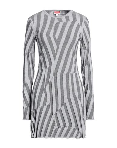 Kenzo Woman Mini Dress Grey Size L Wool, Cotton, Polyamide In Gray
