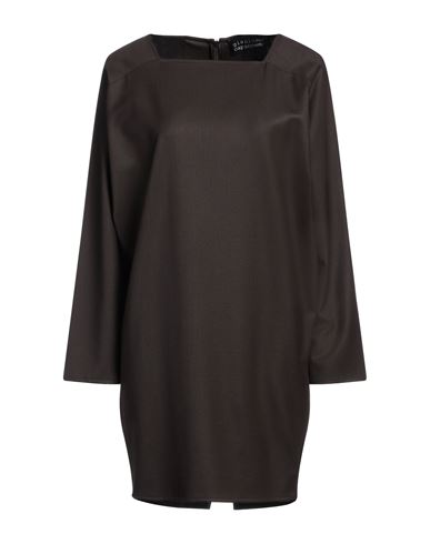 Gianluca Capannolo Woman Mini Dress Dark Brown Size 8 Virgin Wool, Lycra In Gold
