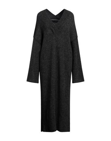 Isabel Benenato Woman Maxi Dress Lead Size 8 Mohair Wool, Wool, Polyamide, Elastane In Black
