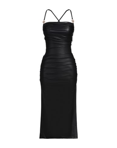 Shop Just Cavalli Woman Midi Dress Black Size 6 Polyamide, Elastane, Polyurethane Resin