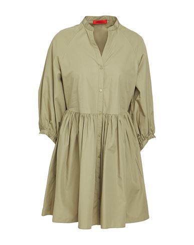Shop Max & Co . Ottano Woman Mini Dress Military Green Size 10 Cotton
