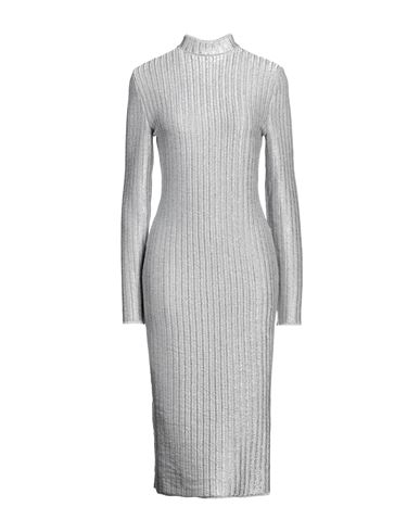 Tom Ford Woman Midi Dress Silver Size M Cotton, Virgin Wool, Polyester