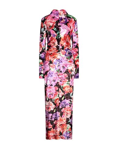 Msgm Woman Maxi Dress Red Size 4 Polyester, Elastane In Multi
