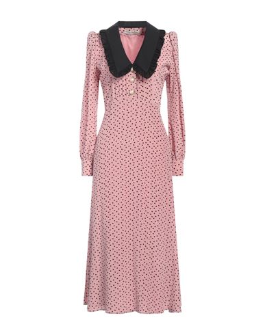 Shop Alessandra Rich Woman Maxi Dress Pastel Pink Size 6 Silk, Cotton, Polyester