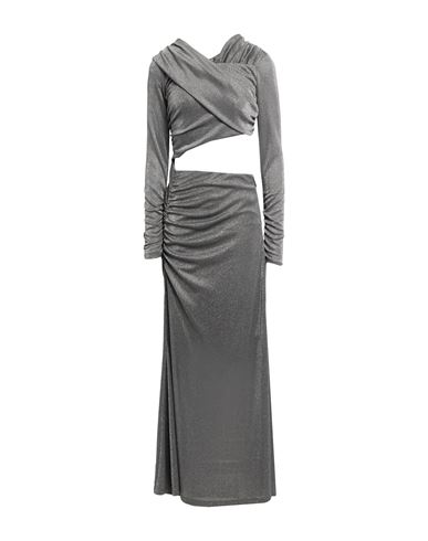 Msgm Woman Maxi Dress Lead Size 4 Polyamide, Metallic Fiber In Grey
