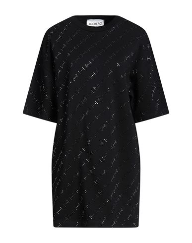 Iceberg Woman Mini Dress Black Size M Cotton, Glass In Black