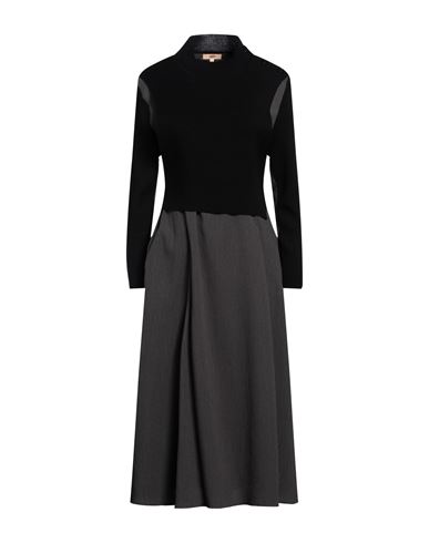 Colour 5 Power Woman Midi Dress Black Size L Polyester, Wool, Acrylic, Viscose, Nylon