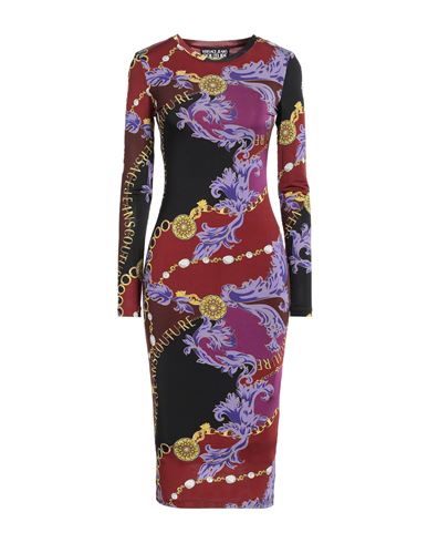 Versace Jeans Couture Woman Midi Dress Burgundy Size 12 Viscose, Elastane In Red