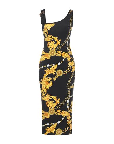 Versace Jeans Couture Woman Midi Dress Black Size 4 Cotton, Elastane In Black