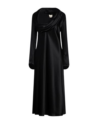 Khaite Woman Midi Dress Black Size 6 Cupro In Yellow