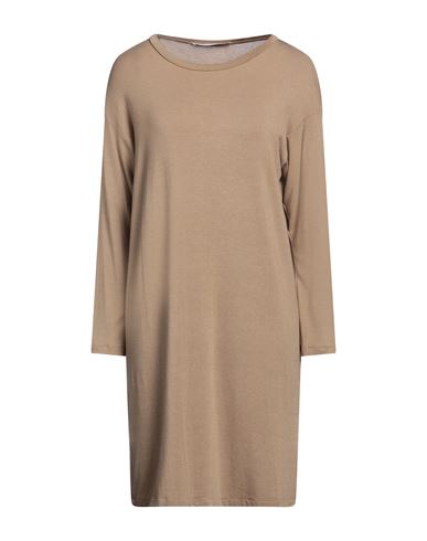 Ottod'ame Woman Mini Dress Camel Size 10 Modal, Wool, Elastane In Neutral
