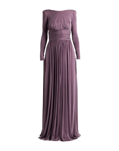 Elisabetta Franchi Red Carpet Woman Maxi Dress Plum Size 6 Cupro, Elastane In Purple