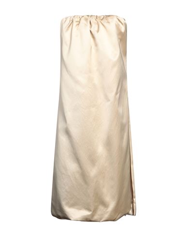 Khaite Woman Midi Dress Cream Size 4 Cotton, Viscose In Gold