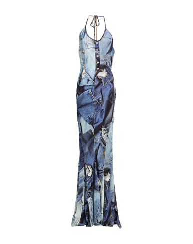 Moschino Woman Maxi Dress Blue Size 10 Viscose, Elastane